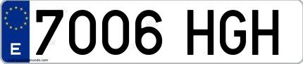 Ejemplo de matrícula española 7006 HGH