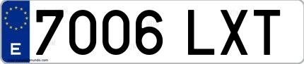 Ejemplo de matrícula española 7006 LXT