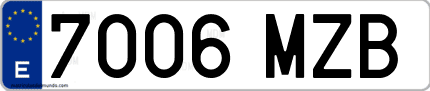 Ejemplo de matrícula de coche ordinaria 7006 MZB