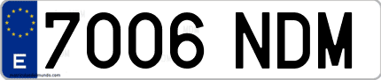 Ejemplo de matrícula de coche ordinaria 7006 NDM