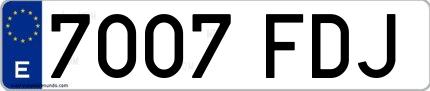 Ejemplo de matrícula española 7007 FDJ