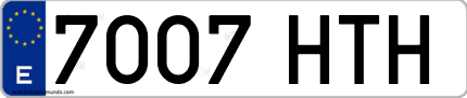 Ejemplo de matrícula de coche ordinaria 7007 HTH