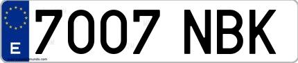 Ejemplo de matrícula española 7007 NBK