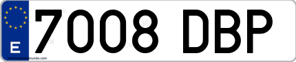 Ejemplo de matrícula de coche ordinaria 7008 DBP