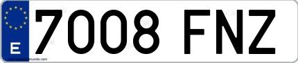 Ejemplo de matrícula española 7008 FNZ
