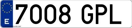 Ejemplo de matrícula española 7008 GPL