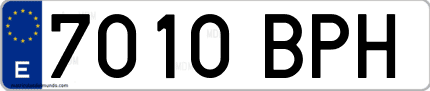 Ejemplo de matrícula de coche ordinaria 7010 BPH