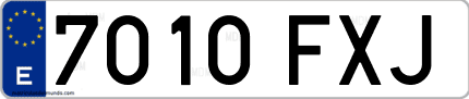 Ejemplo de matrícula de coche ordinaria 7010 FXJ