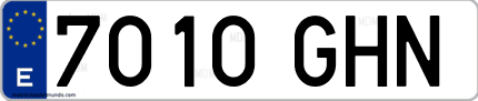 Ejemplo de matrícula de coche ordinaria 7010 GHN