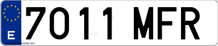 Ejemplo de matrícula de coche ordinaria 7011 MFR