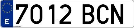 Ejemplo de matrícula española 7012 BCN