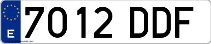 Ejemplo de matrícula española 7012 DDF