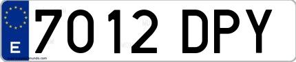 Ejemplo de matrícula española 7012 DPY