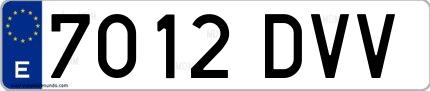 Ejemplo de matrícula española 7012 DVV