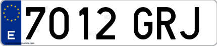 Ejemplo de matrícula de coche ordinaria 7012 GRJ