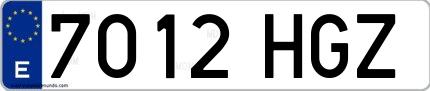 Ejemplo de matrícula española 7012 HGZ