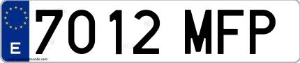 Ejemplo de matrícula española 7012 MFP