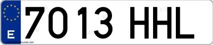 Ejemplo de matrícula española 7013 HHL