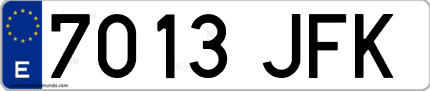 Ejemplo de matrícula de coche ordinaria 7013 JFK