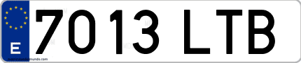 Ejemplo de matrícula de coche ordinaria 7013 LTB