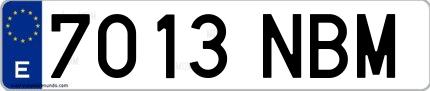 Ejemplo de matrícula española 7013 NBM