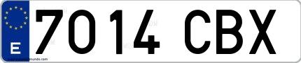 Ejemplo de matrícula española 7014 CBX