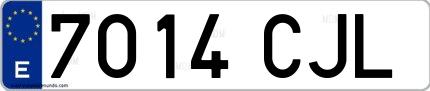 Ejemplo de matrícula española 7014 CJL