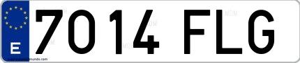 Ejemplo de matrícula española 7014 FLG