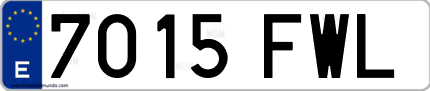 Ejemplo de matrícula de coche ordinaria 7015 FWL
