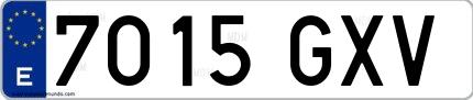 Ejemplo de matrícula española 7015 GXV