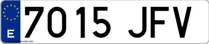 Ejemplo de matrícula española 7015 JFV