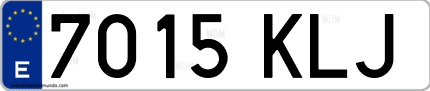 Ejemplo de matrícula de coche ordinaria 7015 KLJ