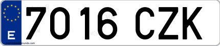 Ejemplo de matrícula de coche ordinaria 7016 CZK