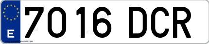 Ejemplo de matrícula española 7016 DCR