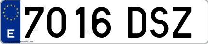 Ejemplo de matrícula española 7016 DSZ