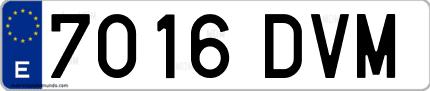 Ejemplo de matrícula de coche ordinaria 7016 DVM