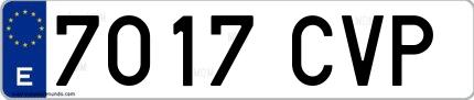 Ejemplo de matrícula española 7017 CVP
