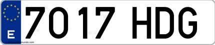 Ejemplo de matrícula española 7017 HDG