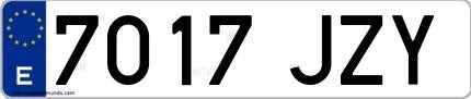 Ejemplo de matrícula española 7017 JZY