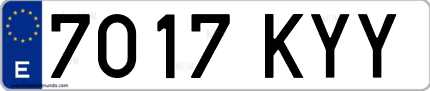 Ejemplo de matrícula de coche ordinaria 7017 KYY