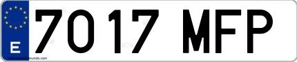 Ejemplo de matrícula española 7017 MFP