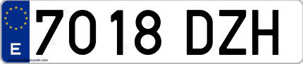 Ejemplo de matrícula de coche ordinaria 7018 DZH