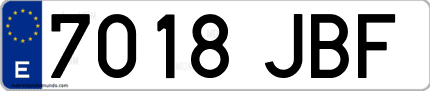 Ejemplo de matrícula de coche ordinaria 7018 JBF