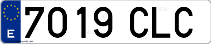 Ejemplo de matrícula de coche ordinaria 7019 CLC
