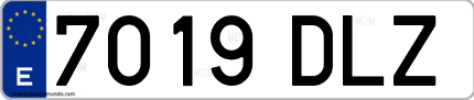 Ejemplo de matrícula de coche ordinaria 7019 DLZ