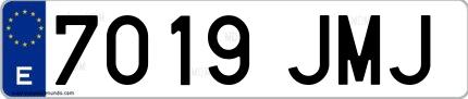 Ejemplo de matrícula española 7019 JMJ
