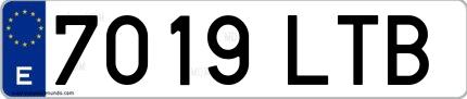 Ejemplo de matrícula española 7019 LTB