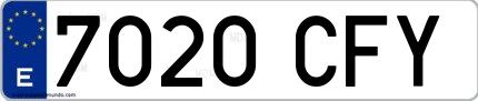 Ejemplo de matrícula española 7020 CFY