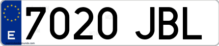 Ejemplo de matrícula de coche ordinaria 7020 JBL