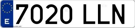 Ejemplo de matrícula española 7020 LLN